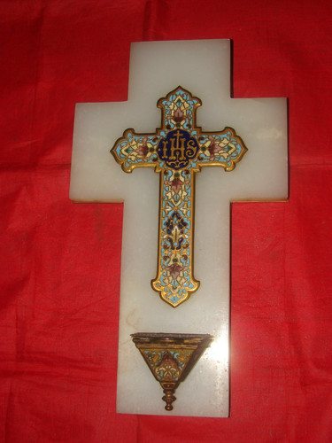 Ancien benitier crucifix - benitier, et