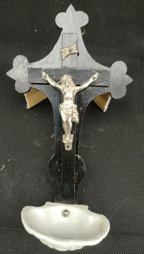 Ancien bénitier crucifix en - bénitier,,