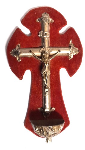 Benitier crucifix ancien x - benitier-crucifix,