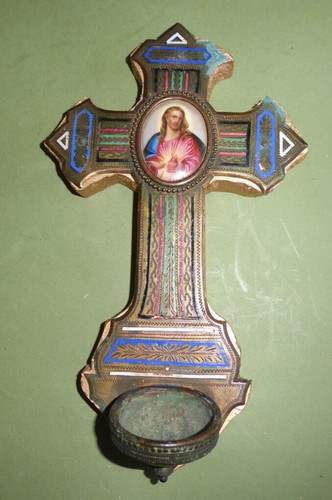 Benitier crucifix émail - benitier,
